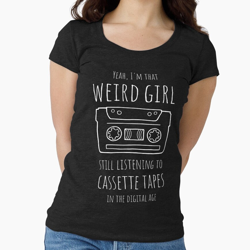 Weird Girl Still Listening to Cassette Tapes in the Digital Age by tapeisdamessage