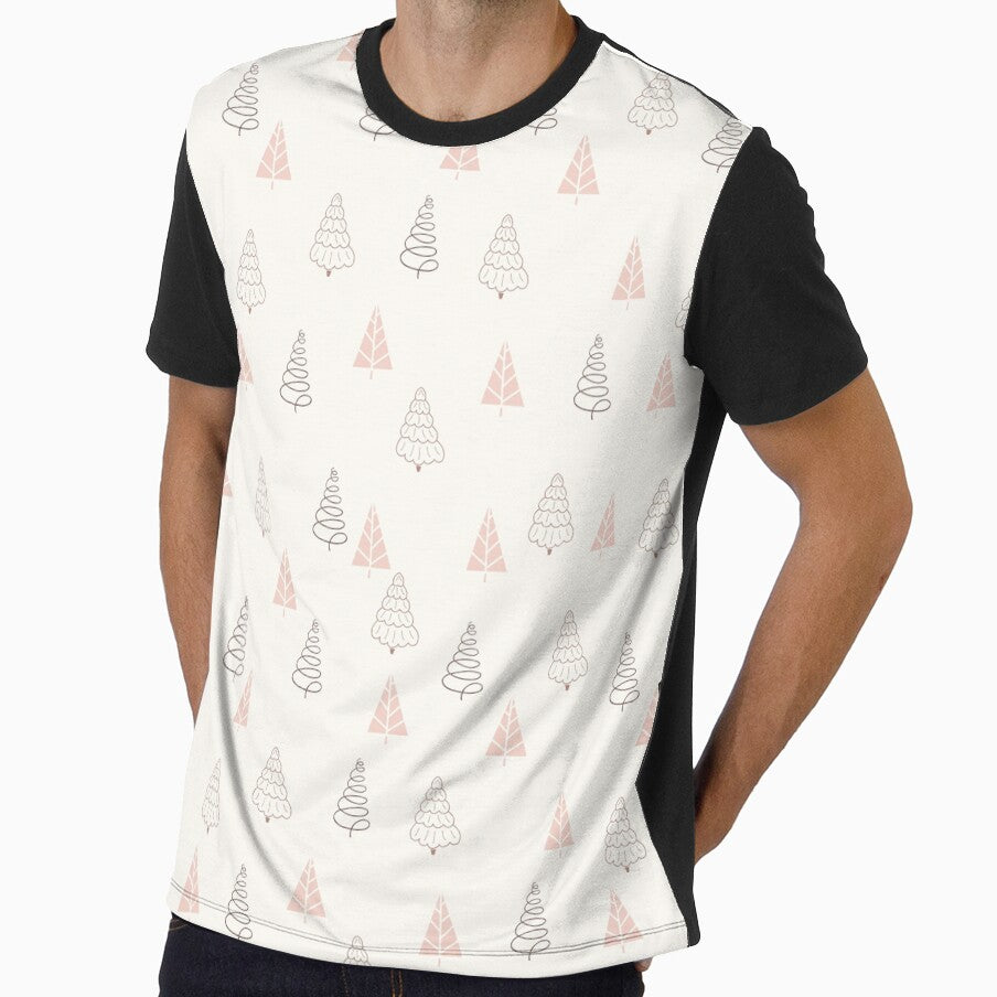 Hand Drawn Doodle Christmas Tree Pattern Pink 3 by Vi-Sko