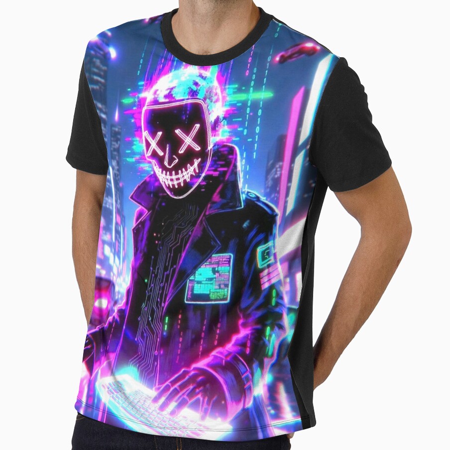 Neon Cyberpunk Hacker LED Mask by ExploreAura Studio