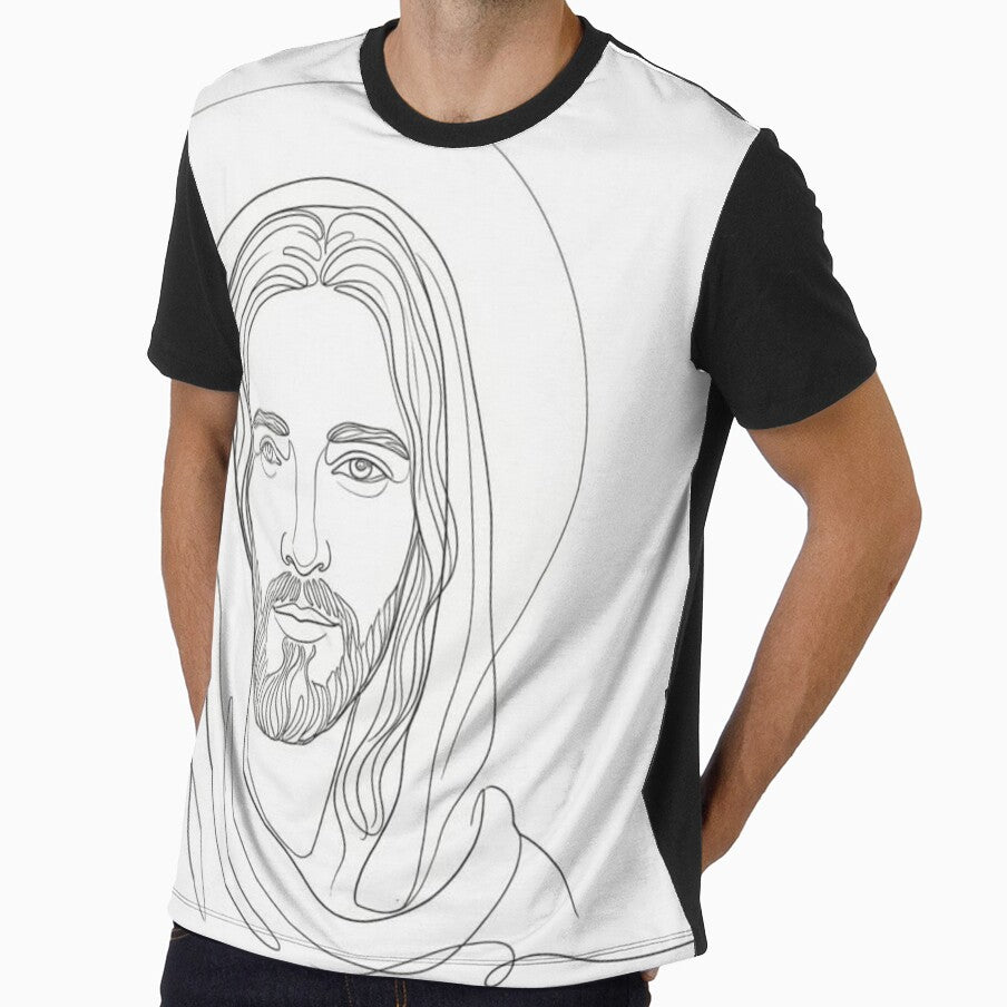 Minimalist drawing of Jesus Christ's face, one line on a white background. by MantoSagrado