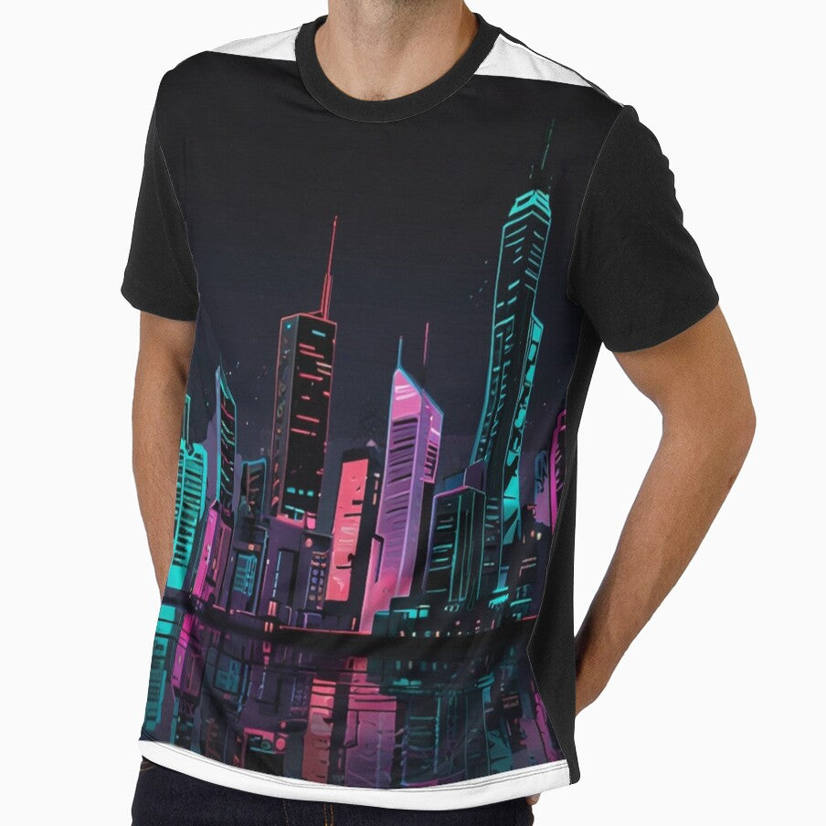 Neon City Cyberpunk Street Art | High Contrast Spectral Anime Print by Joy-boy-op