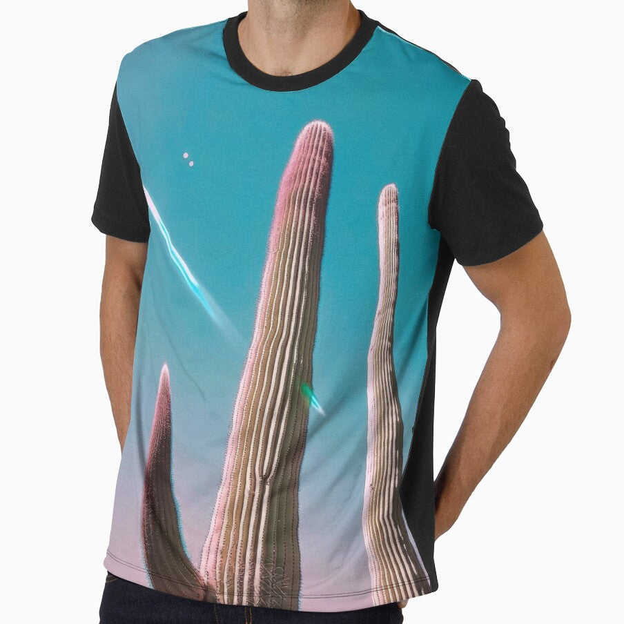 Giant Cactus under Turquoise Sky – Retro Desert Poster by Pink & California