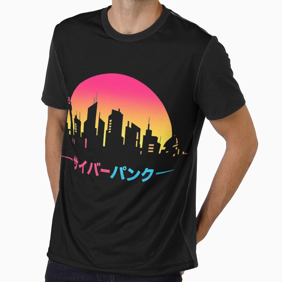 Cyberpunk City Sunset Skyline – Retro Futuristic Japanese Neon Aesthetic by JonelCrafts