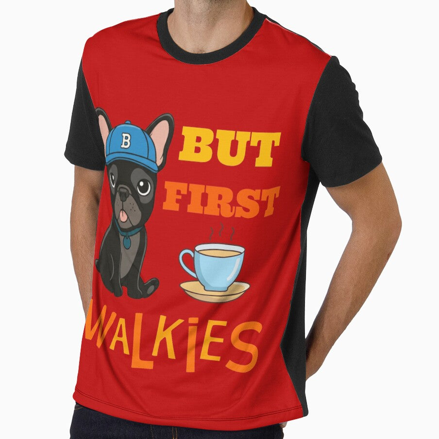 But First Walkies - Black French Bulldog & Coffee Lover by PanGieroj