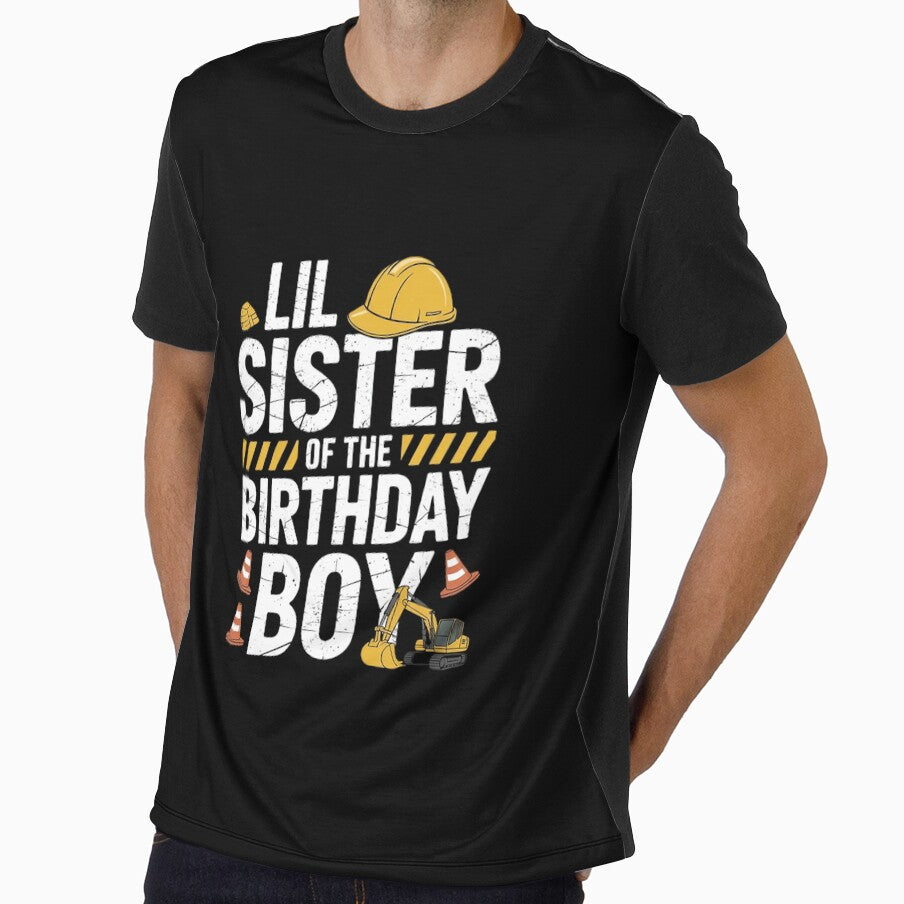 Lil sister birthday boy matching family construction party by angolinnArt