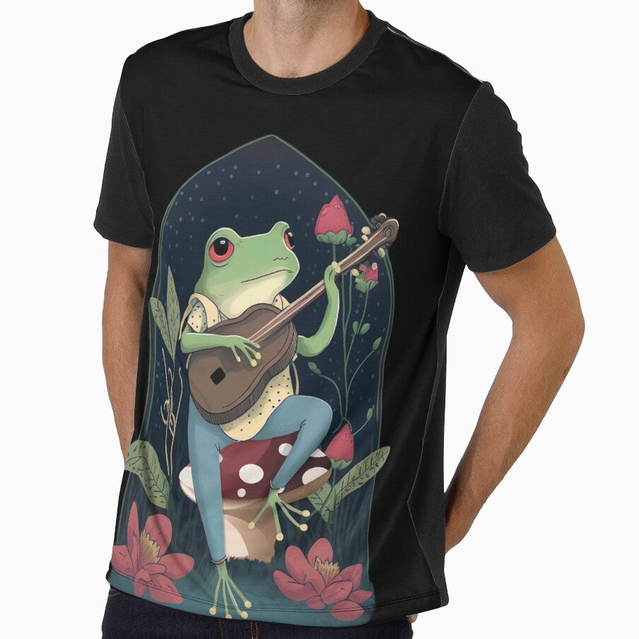 Cottagecore Aesthetic Frog Playing Banjo on Mushroom Cute Vintage - Goblincore Farmer Toad in Garden - Dark Academia Aesthetic Froggy - Emo Grugne Fairycore Foggie by nicestr
