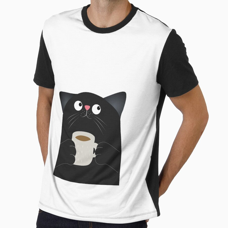 Black Cat Coffee Lover Feline Drinker Morning Caffeine Pet Owner by SkeletonsDanger