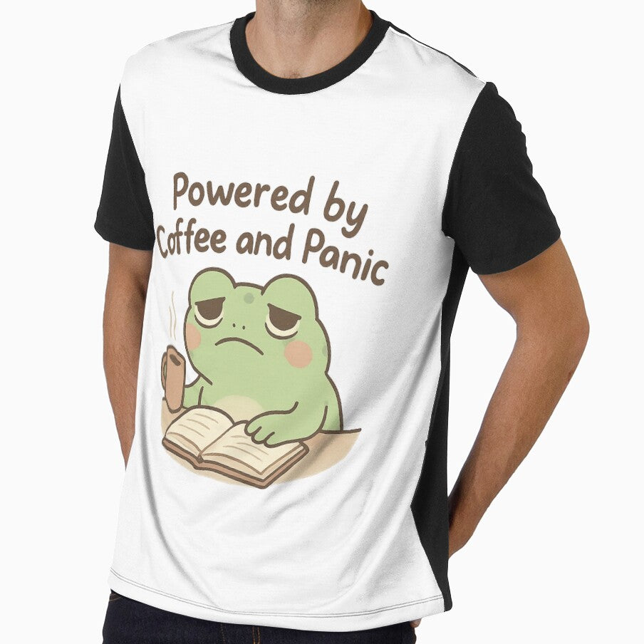 Funny Frog Powered by Coffee and Anxiety by Snacky Paws