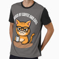 Powered By Coffee And Cats - Funny Orange Cat Shirt by NeuralAuraArts