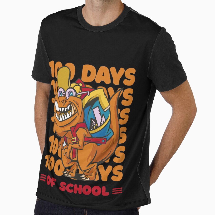 100 Days of school typography featuring a T-rex dino with bacpack #2 by XYDstore