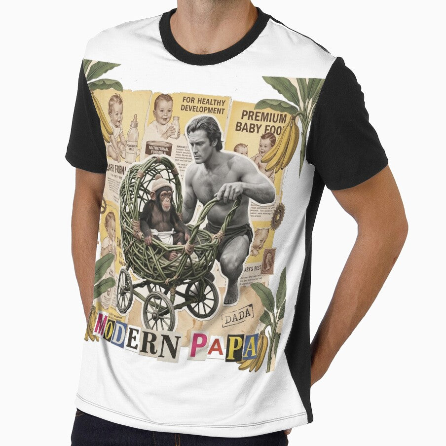 Modern Masculine Man & Fatherhood Dadaist Collage - Funny Gym, Coffee & Grooming Art (T-Shirt, Poster & Sticker) by OzzFrequency