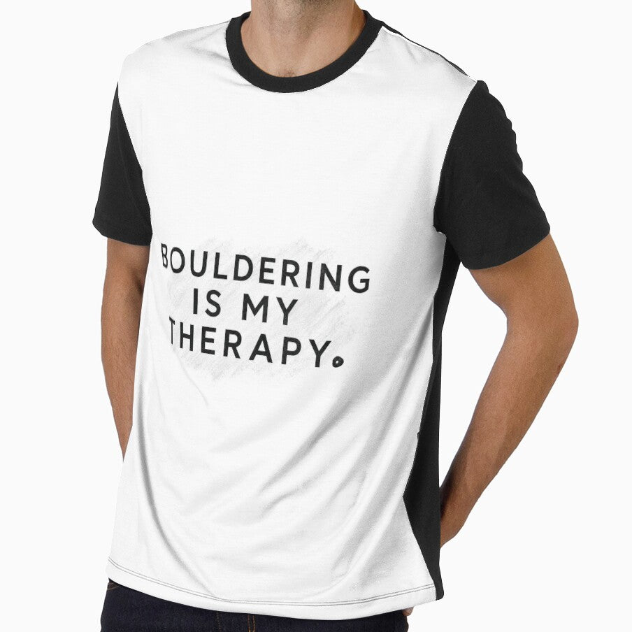 Bouldering Is My Therapy Minimal Climbing Typography Tee Sticker Boulderer Gift by sharifex