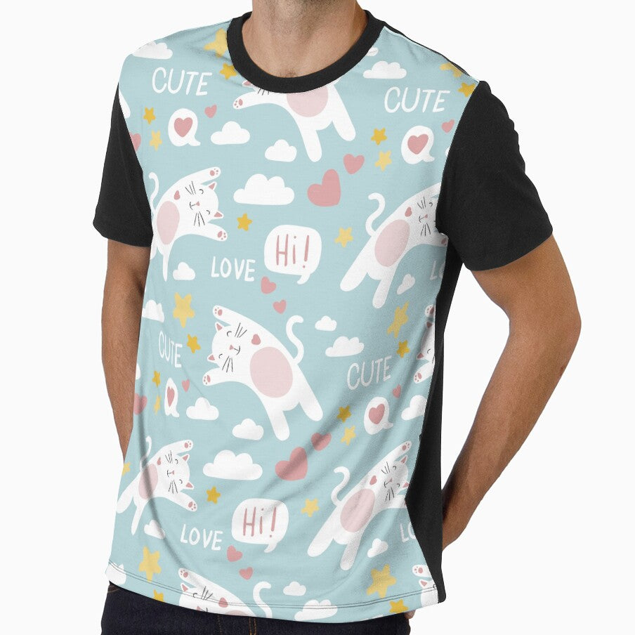 Doodle cat pattern with lettering by TastefulDesigns