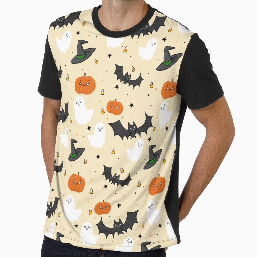 Cozy Halloween Seamless Pattern – Cute Ghosts, Pumpkins & Bats – Hand-Drawn Cozy Doodle by SlowCrowing.co