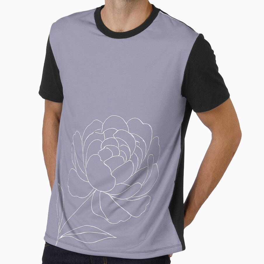 Offset Peony Bloom — Minimalist Botanical Line Art Collection 4 by VoglR