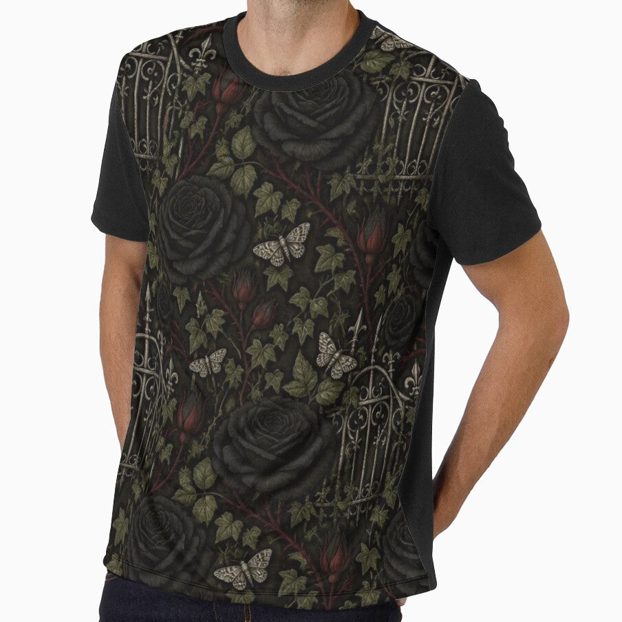 Gothic Cottage Black Roses Garden Vintage Pattern by StickyGuys