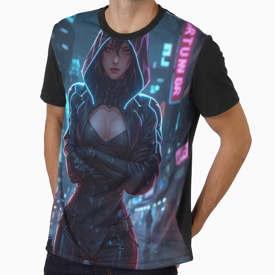 Neon Sentinel Cyberpunk Hooded Girl in Futuristic Night City by Element Horizon Studio