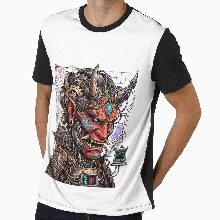 Cyberpunk Oni Samurai Mecha Japanese Demon Cyborg Streetwear by mood-draftsman