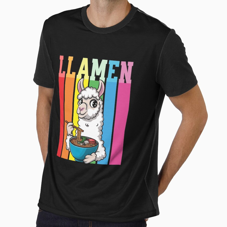 Llama Eating Ramen Retro Design by CALIMASHIRTS