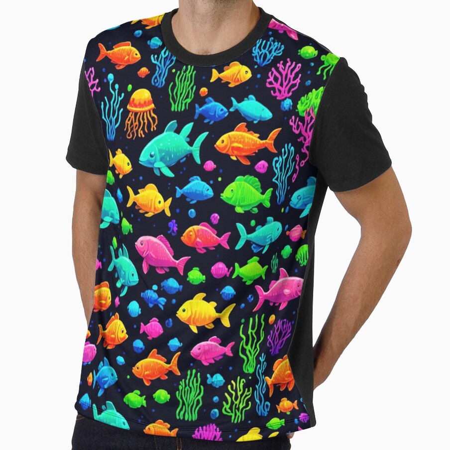 8bit Neon Sea by MixedMediaPrint