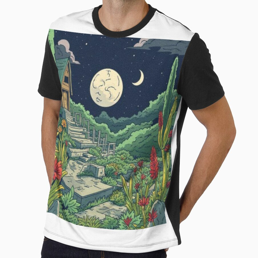 Mystical Moonlight Forest Cabin Cottagecore Art by MoonAndMossStudio