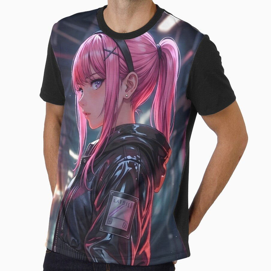 Pink Haired Cyberpunk Girl Neon City by D6rkT3chDemon