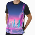 Futuristic City Skyline - Neon Cyberpunk Architecture Art by AbdS07