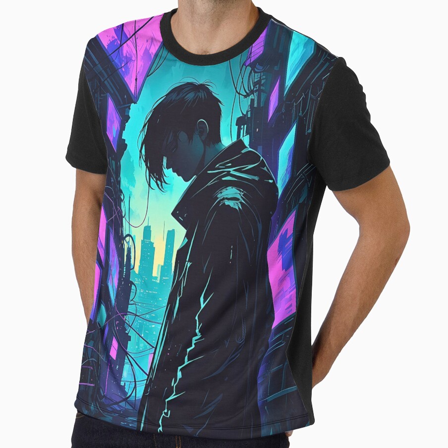 Neon Cyberpunk Anime Hacker in Futuristic City by BorgSpareParts