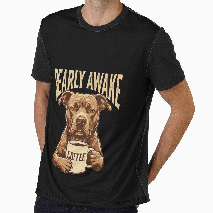 Bearly Awake Pitbull Coffee Humor by OlyvieArt