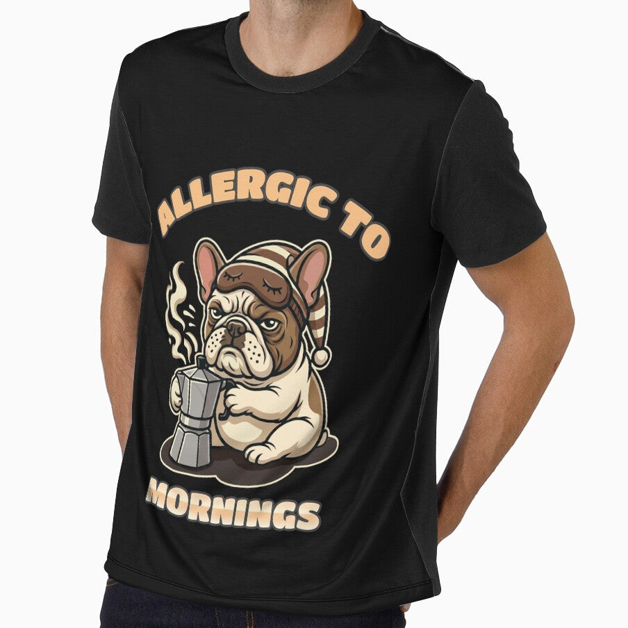 French Bulldog Allergic to Monday Mornings Coffee Lover Grumpy Frenchie Retro Mascot by Collagedream