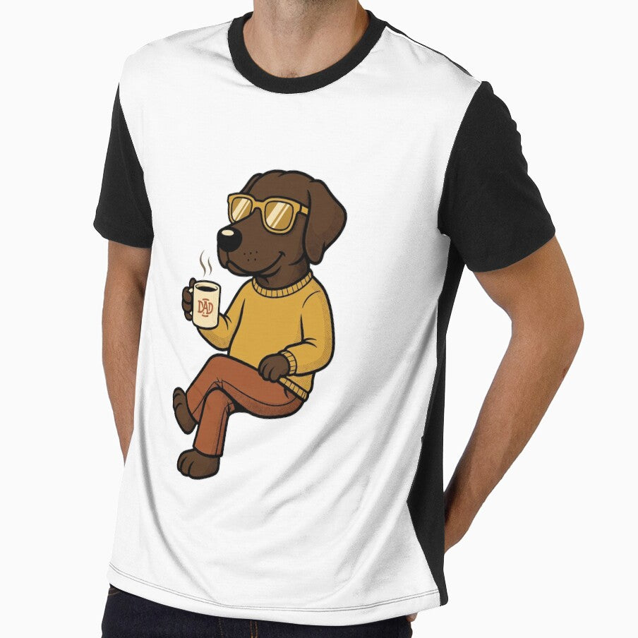 Chocolate Lab Dog Dad Drinking Coffee by GiaoCalonas