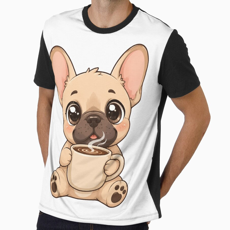 Cute Kawaii French Bulldog Hugging Coffee Mug by Piising