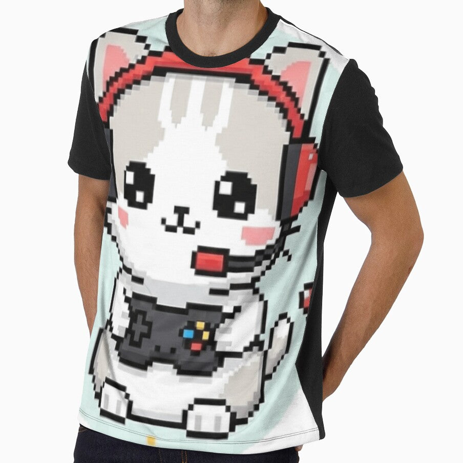 Cute Gamer Cat Pixel Art – Retro Gaming Kitty Design for Stickers & T-Shirts by jeamsarts
