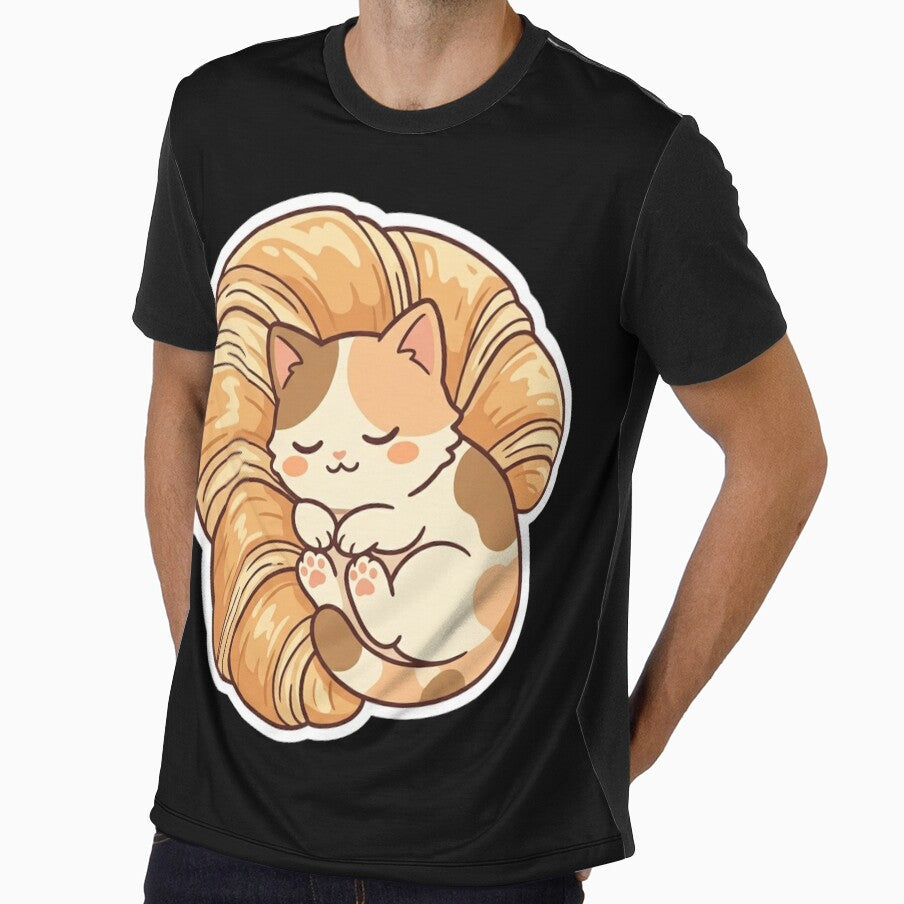 Cute Kawaii Croissant Cat Sleepy Calico Pastry by MagsMarC
