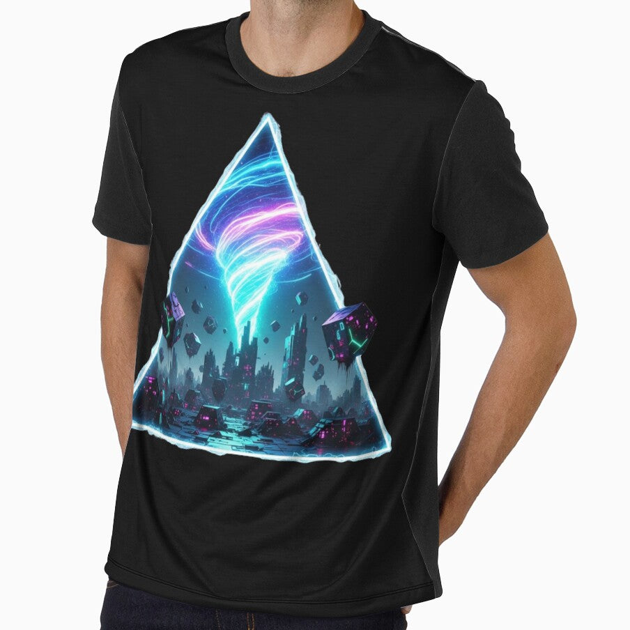 Neon Triangle Cyberpunk City – Sci‑Fantasy Portal Vortex by Dzblack