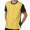 white Doodle Flowers Seamless Pattern on Yellow Background by MagicCreationsW