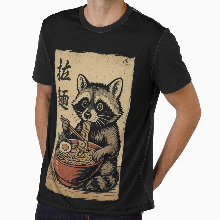Kawaii Raccoon Ramen Noodles Anime Japanese Retro Vintage Style Graphic by Damcoc