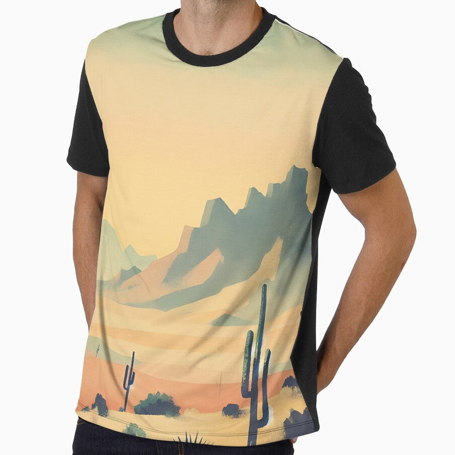 retro watercolor desert lanscape by dulceguavashop