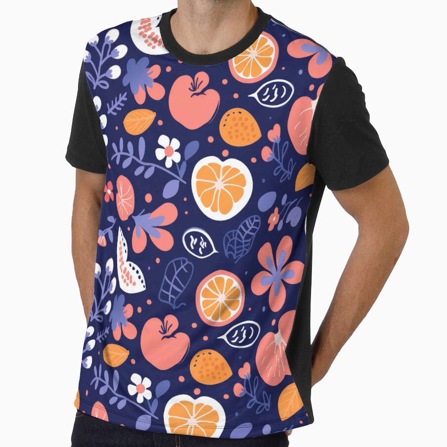 Orange Floral Pattern Citrus by emarts