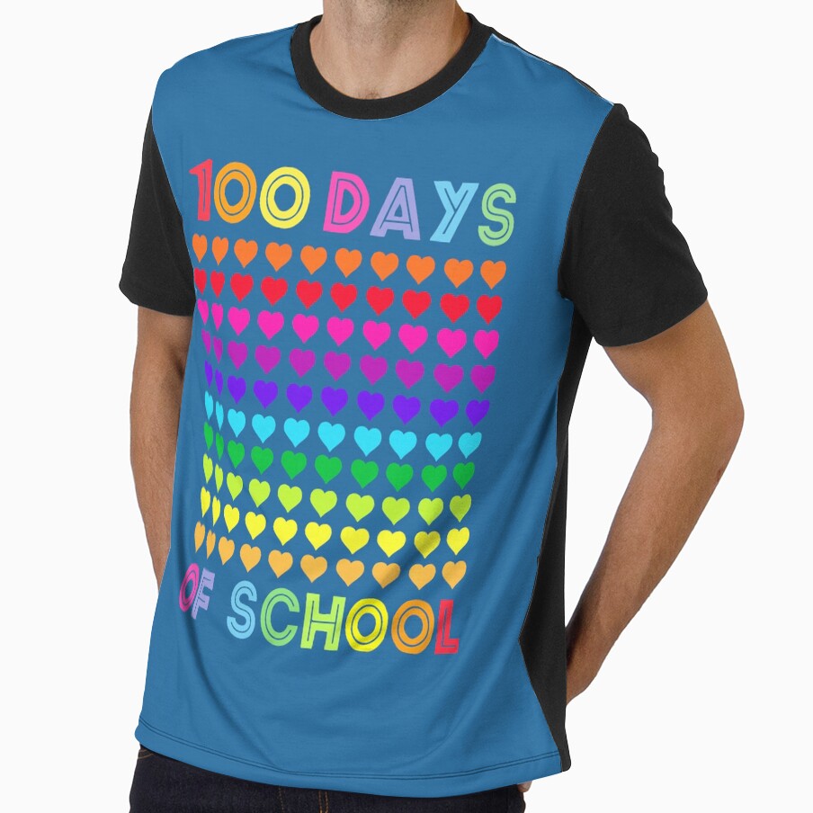 100th Day of School and Still Loving It 100 Rainbow Hearts by KevinorNorris