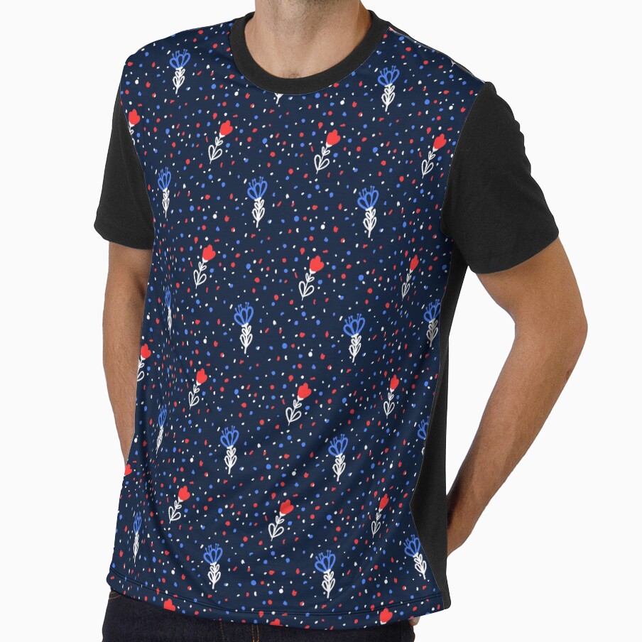 Red and Blue Floral Doodle Pattern by mrhighsky