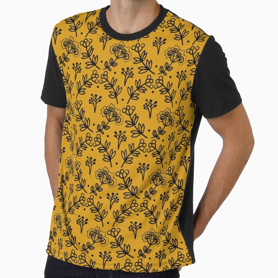 Boho Floral Line Pattern. Minimalist Scandinavian Botanical Design by Anastasiia Yurevych