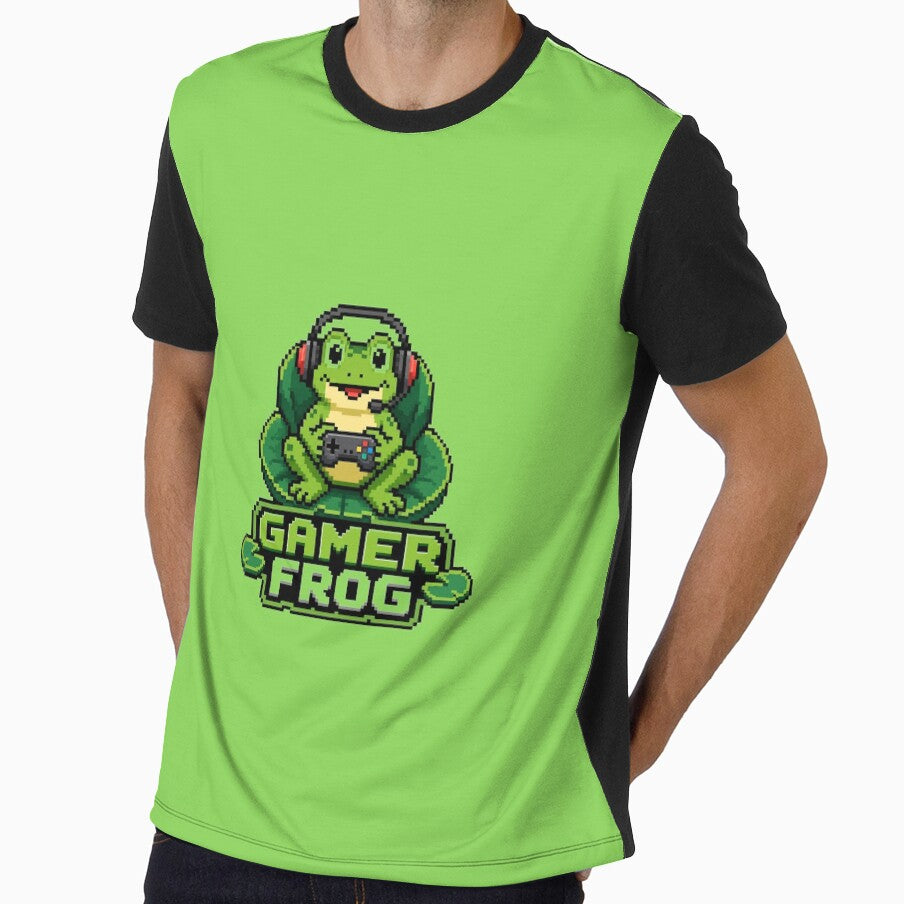 Pixel Gamer Frog Retro 8-Bit Gaming T-Shirt & Sticker Design by Aliplus+