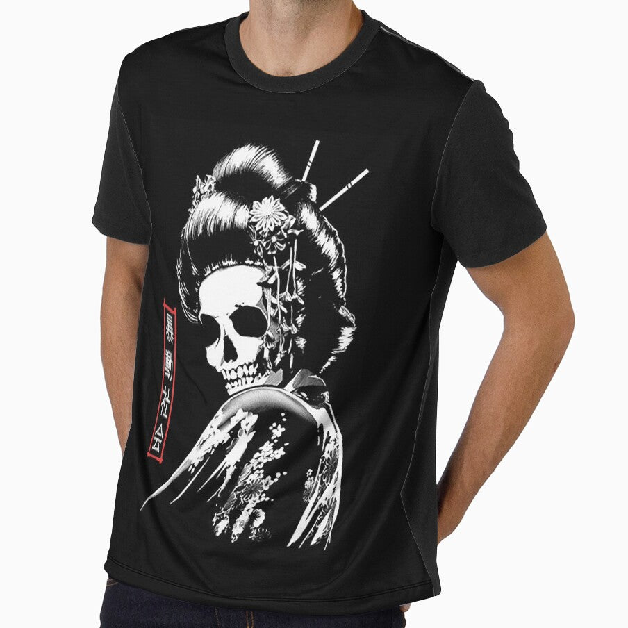 Japanese Vaporwave Geisha Skull Face by OWLvision33