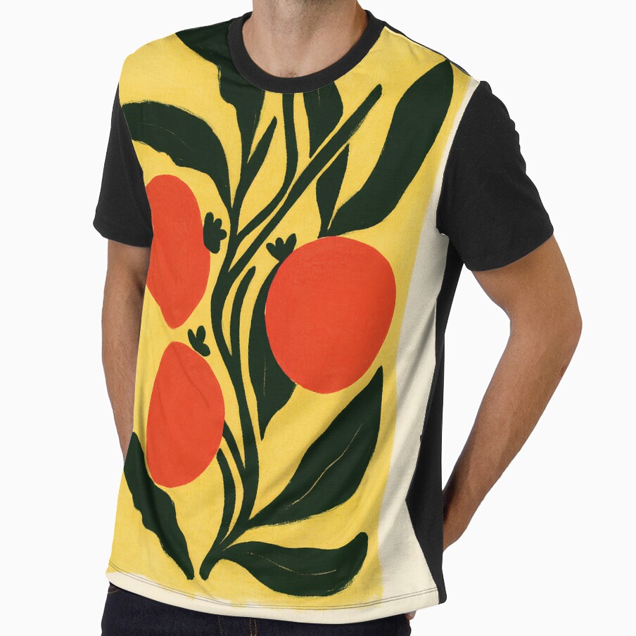 Tangerine Branch Yellow Botanical Retro Art by LaFabricaArt