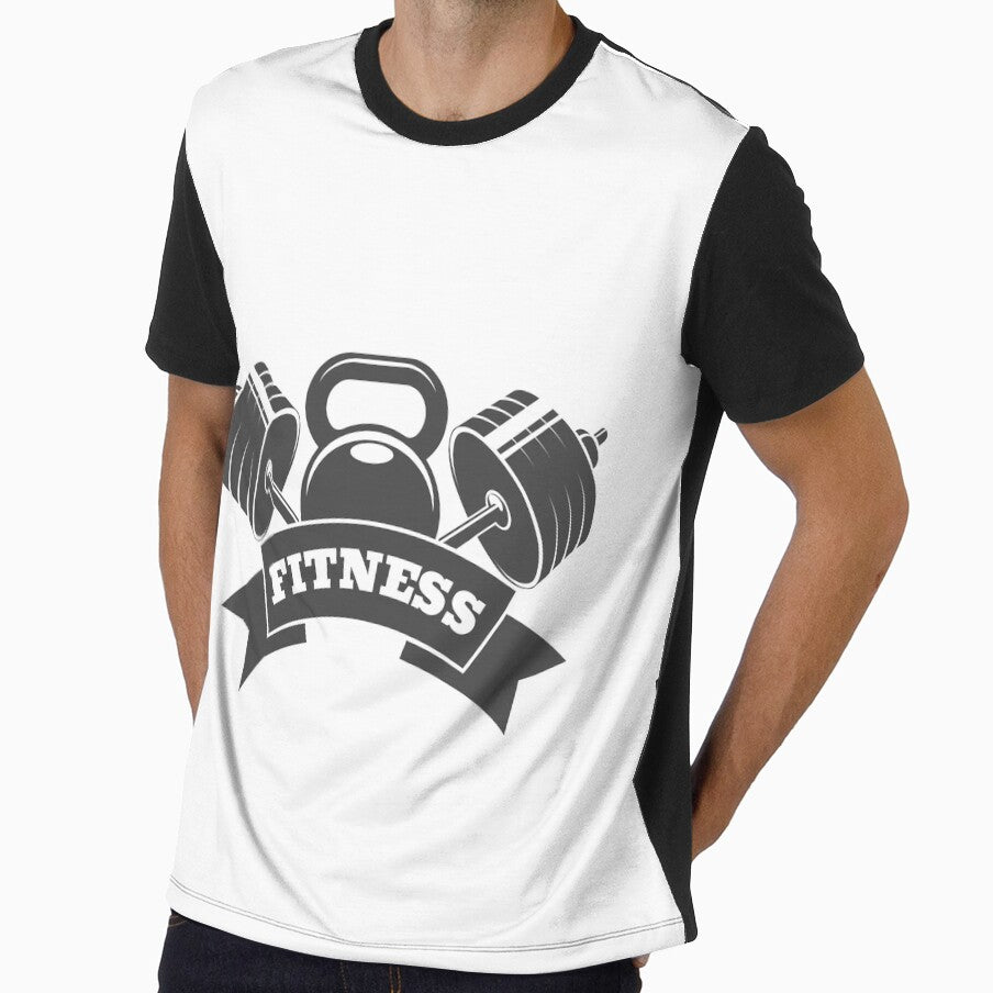 Fitness or Athletic club emblem with kettlebell and barbell by devaleta