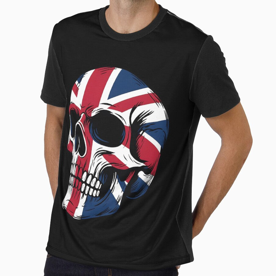 British Flag Skull Illustration | Union Jack Grunge Punk Rock England Skull Design for T-Shirts and Stickers by DrawHandArt