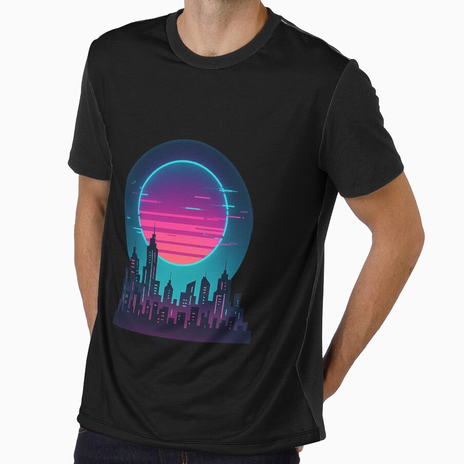 Neon Retro City – Cyberpunk Sunset Skyline by AddictiveDesign