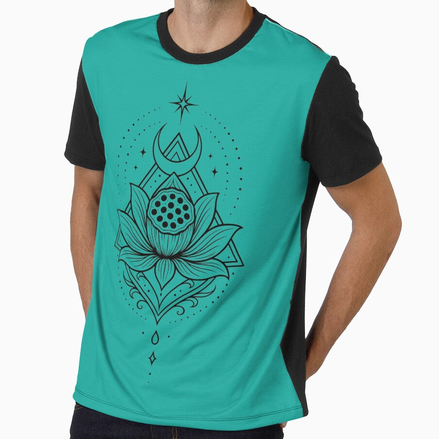 Lotus flower with moon and crescent moon by Christine Krahl