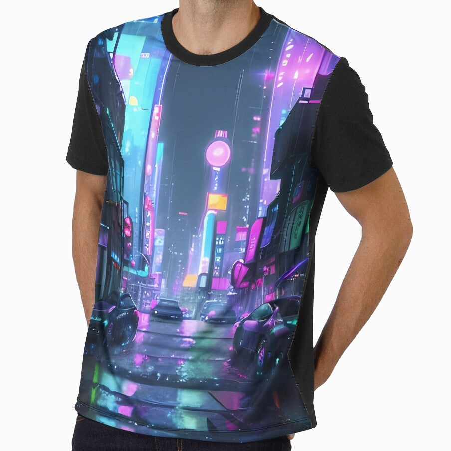 Cyberpunk City Street at Night | Neon Futuristic Sci-Fi Artwork by ArtscapeProductions